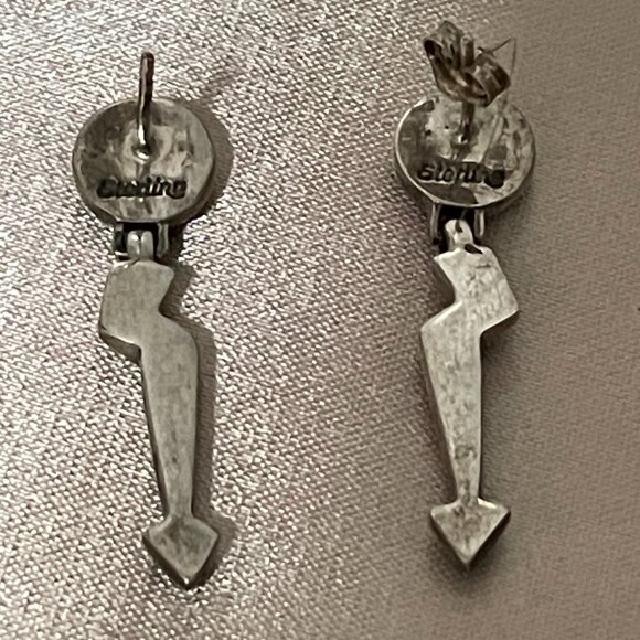 Southwestern Turquoise Opal Spiny Oyster Necklace Pierced Earrings Sterl… - Picture 4 of 7